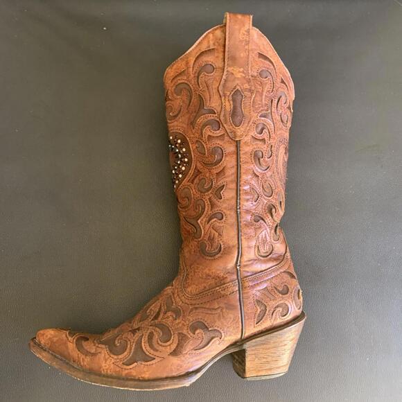 Corral Boots Western Heart Embroidery Zipper Women’s Size 6.5 M - Picture 5 of 9